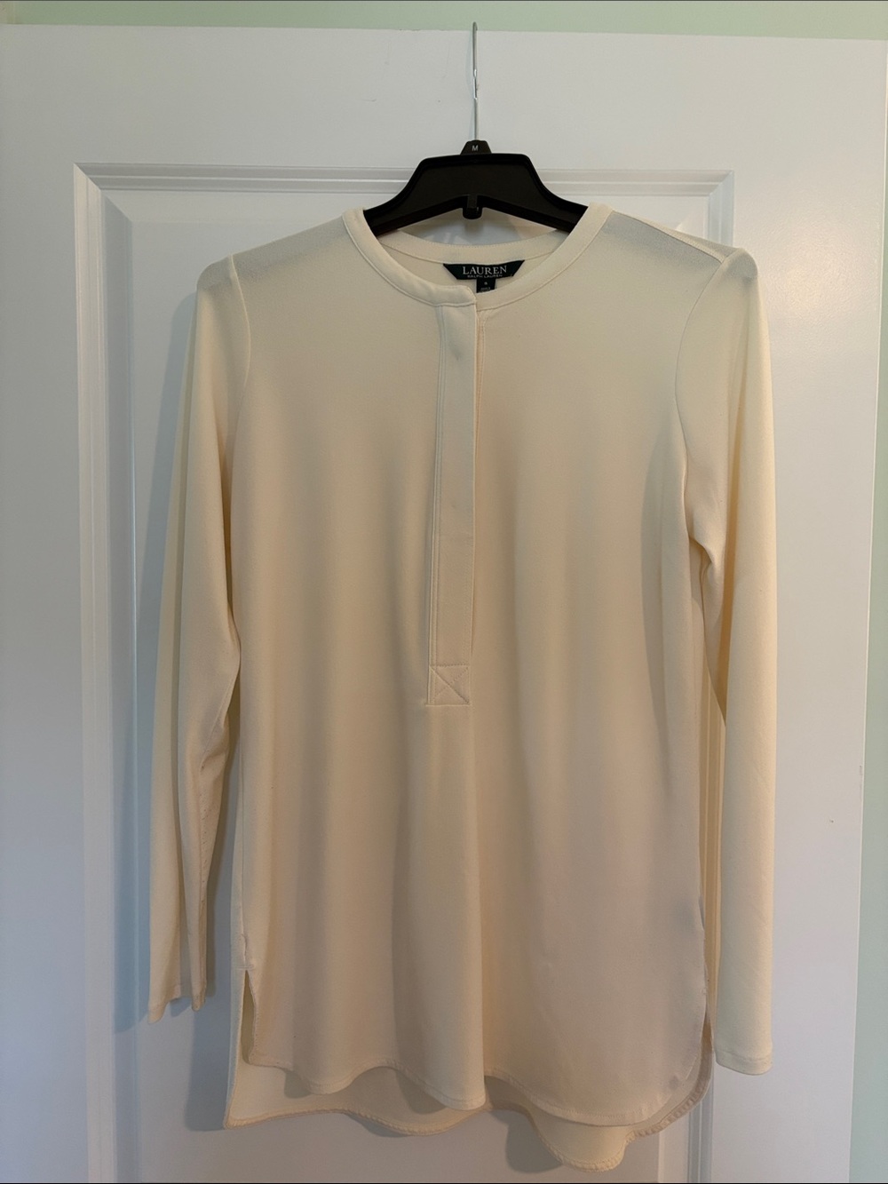 Lauren Ralph Lauren Cream Long-Sleeve Henley Top